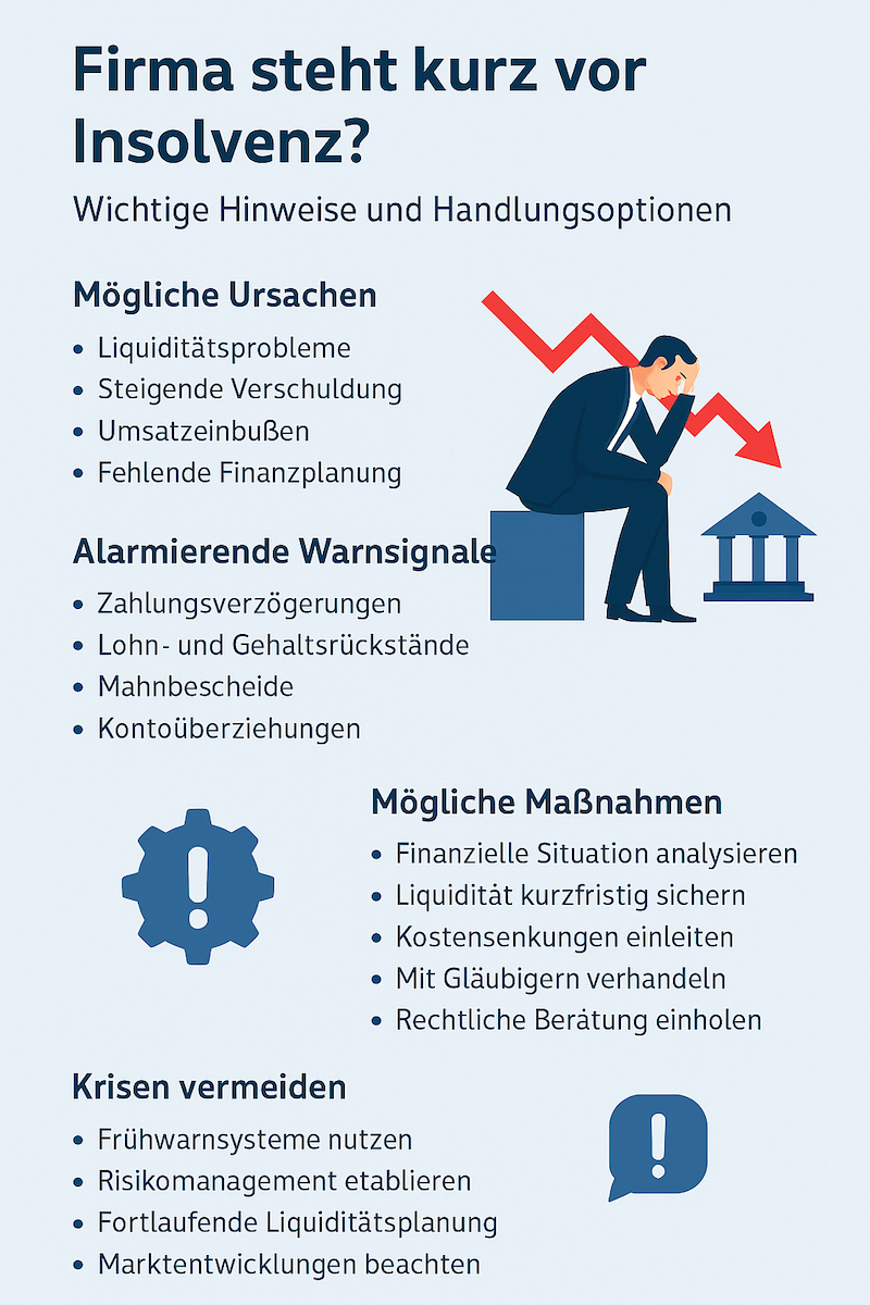 Firma steht kurz vor Insolvenz Infografik Firma steht kurz vor Insolvenz Infografik